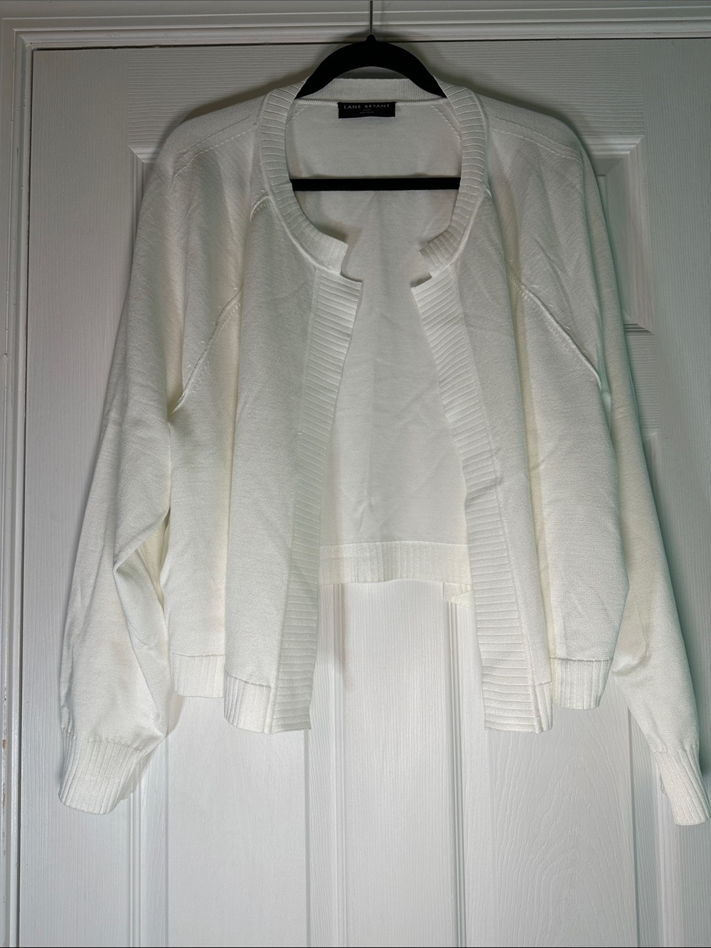 Lane Bryant White Open-Front Knit Cardigan